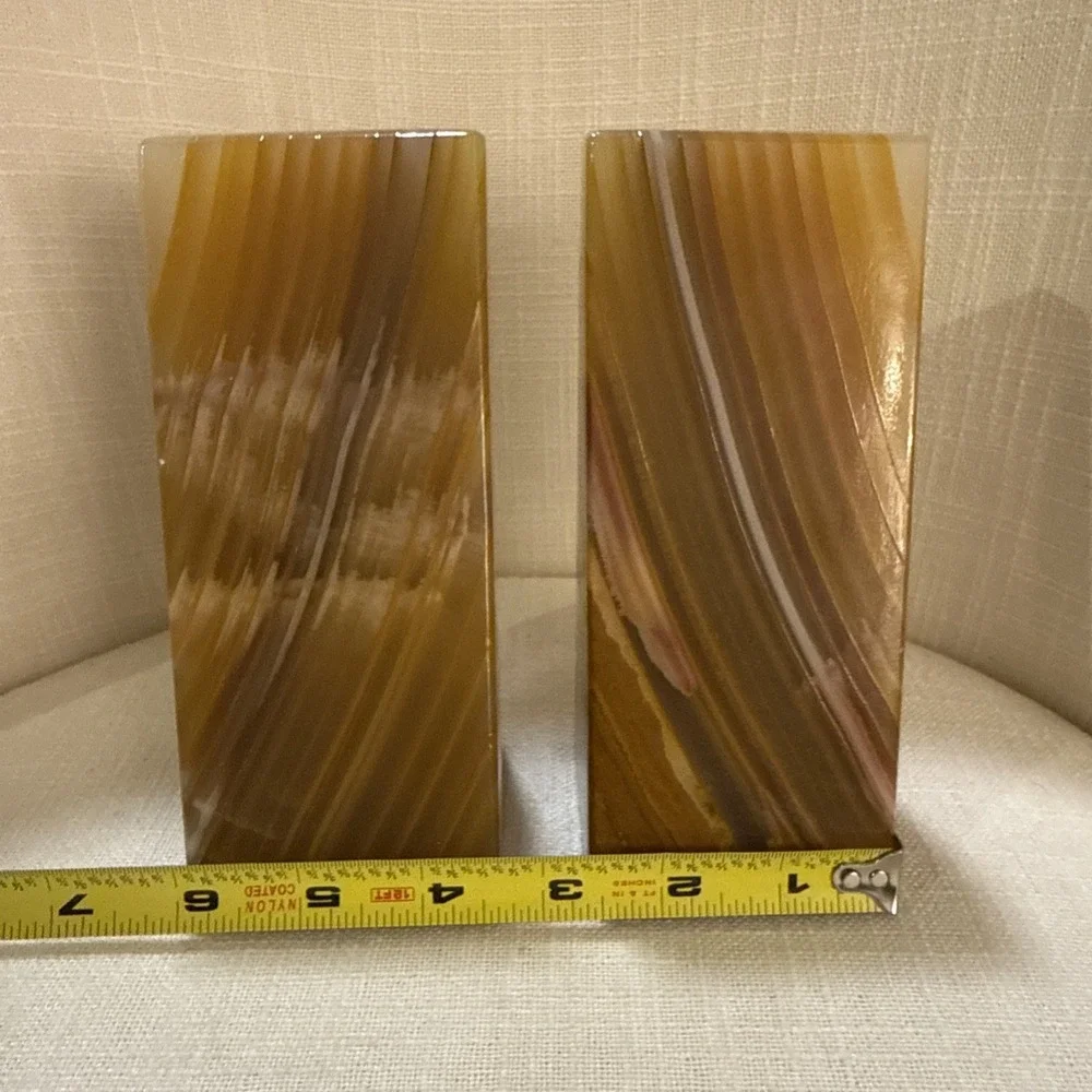 Onyx Tellez Tecali Puebla Marble Book‎ Ends Made In Mexico Heavy Solid Stone